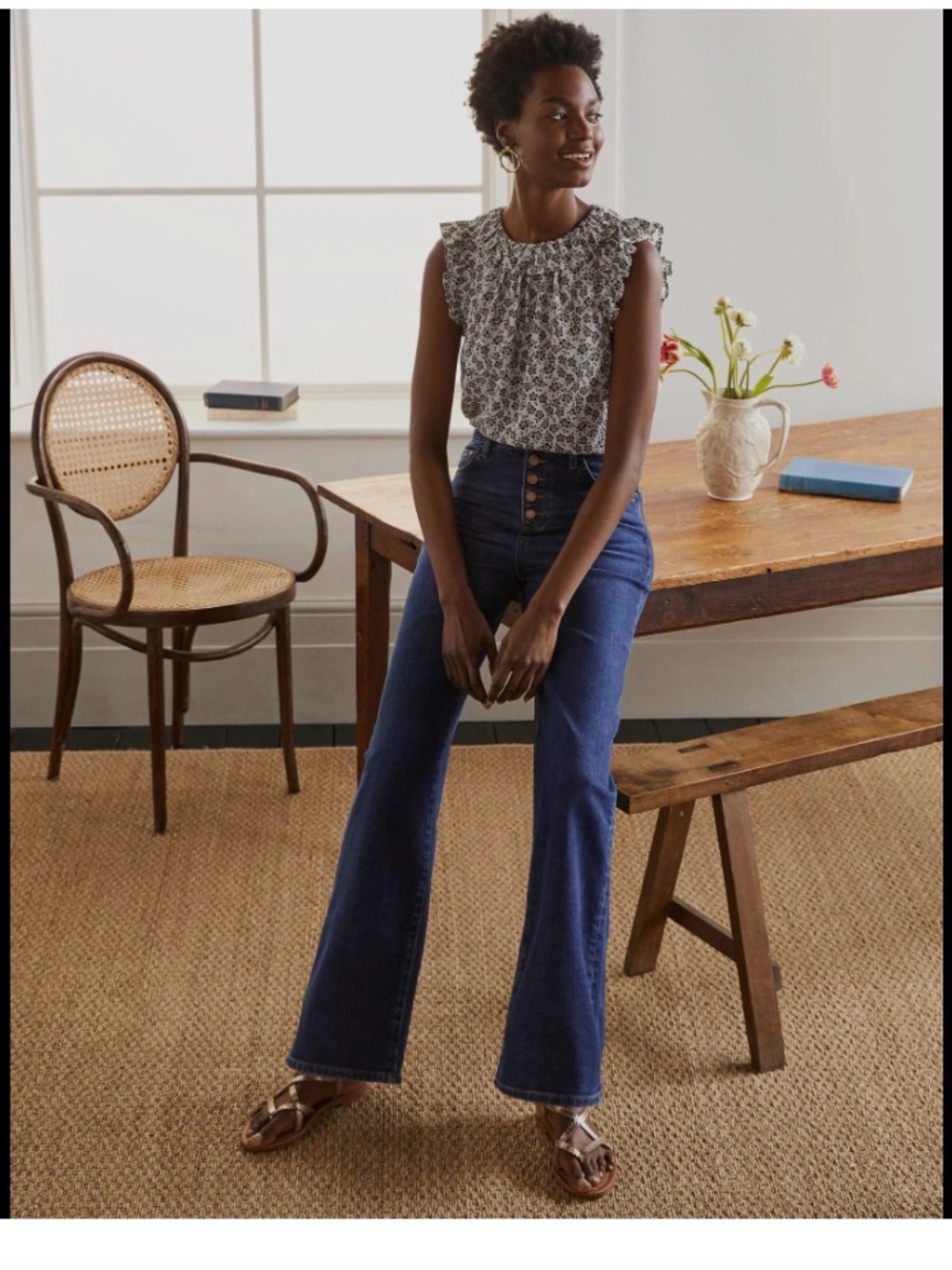 Boden Button-Fly Flare Jeans